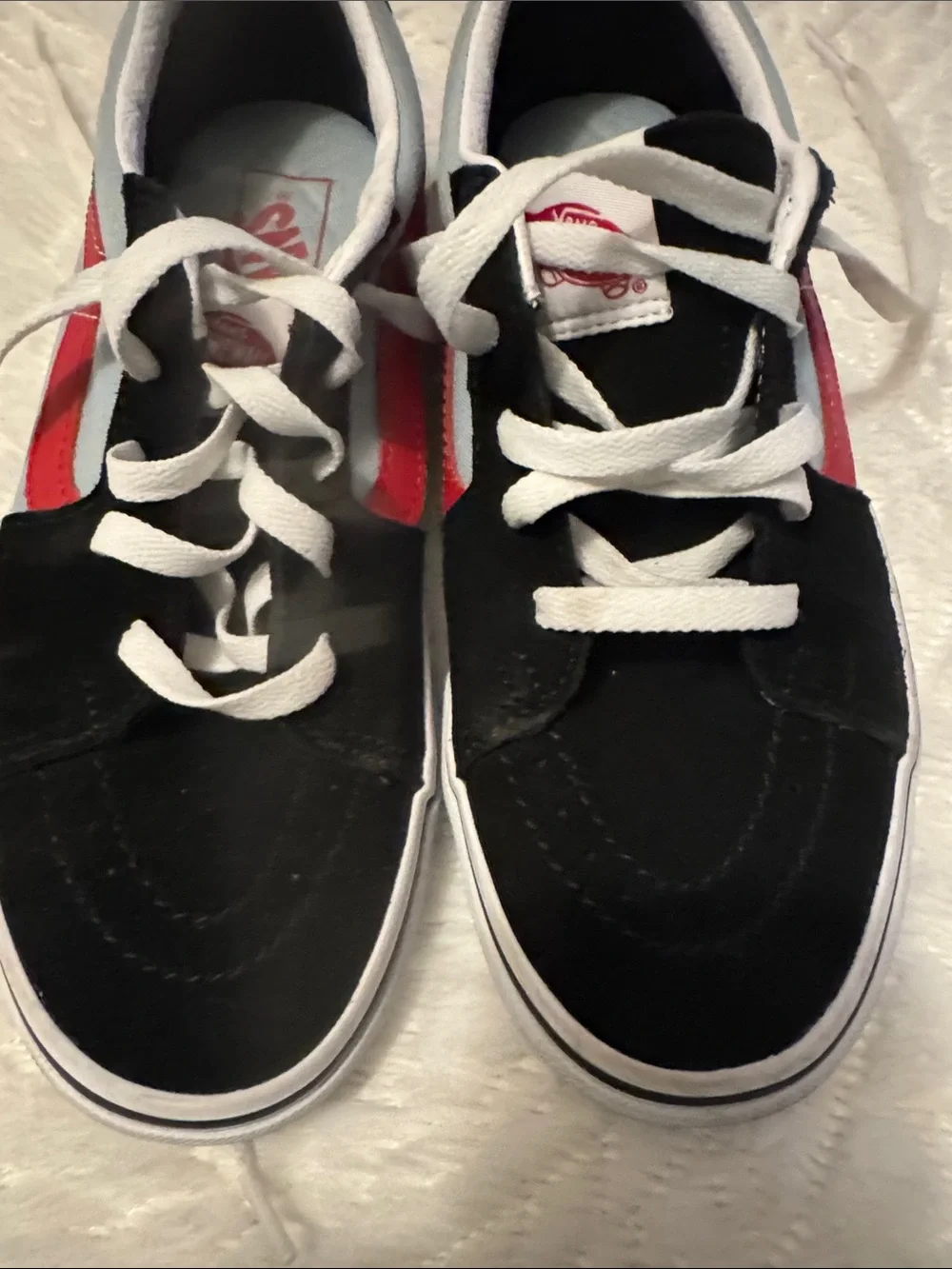 Vans Low-Top Sneakers in Black, Red, and White